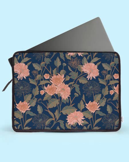 Printed Sleeve | Chrysanthemum Floral - Blue